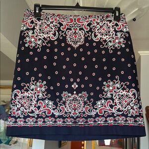 🎤🎉  Talbots Navy and Red Bandana Patterned Skirt 12P